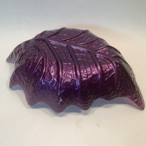 Akcam Glass Bowl Iridescent Frosted Leaf Shape Art Handmade Turkey Green Purple - Picture 6 of 14
